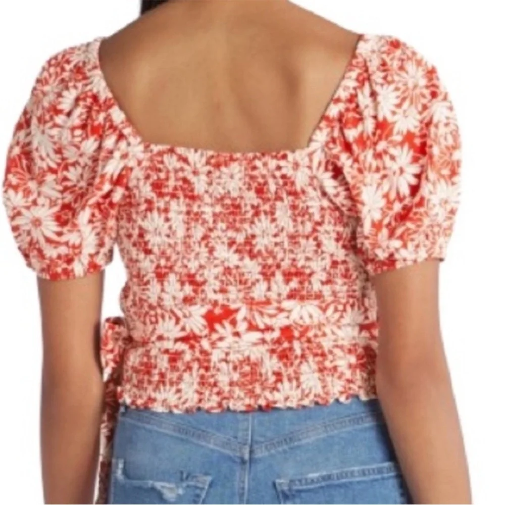 Madewell Small Anita Abstract Floral Roasted Squash Linen Blend Wrap NWT